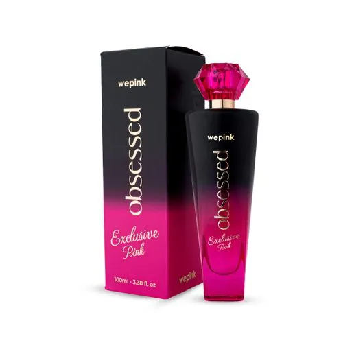 Deo colónia WePink Obsessed Exclusive Pink de 100 ml em frasco preto e rosa