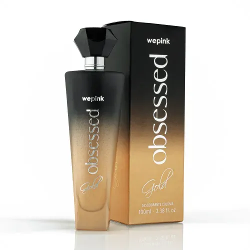 Deo colónia WePink Obsessed Gold de 100 ml em frasco preto e dourado