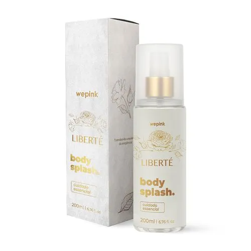 WePink Liberté Body Splash de 200 ml em frasco branco com detalhes dourados